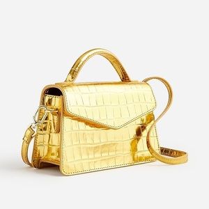 ⭐️ J.Crew Gracie Top-handle Crossbody Bag Gold Croc Embossed Metallic Leather 💫